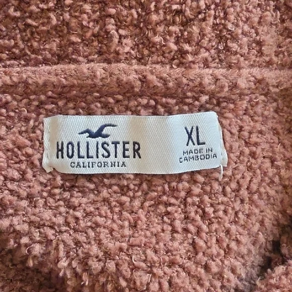 Hollister Rustic Brown Plush Sherpa Half-Zip Pullover - Picture 7 of 8